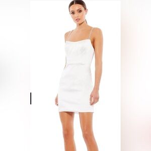Mac Duggal White Rhinestone Sheath Dress NWT